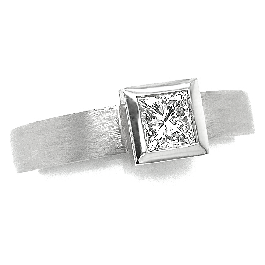 Platinum Princess Cut Diamond Geometric Engagement Ring