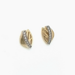 Gold Leaf Design Diamnd Stud Earrings
