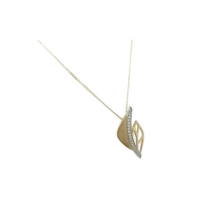 Gold Leaf Design Diamond Pendant Necklace