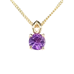 9ct Yellow Gold Amethyst 4xClaw Pendant & Chain