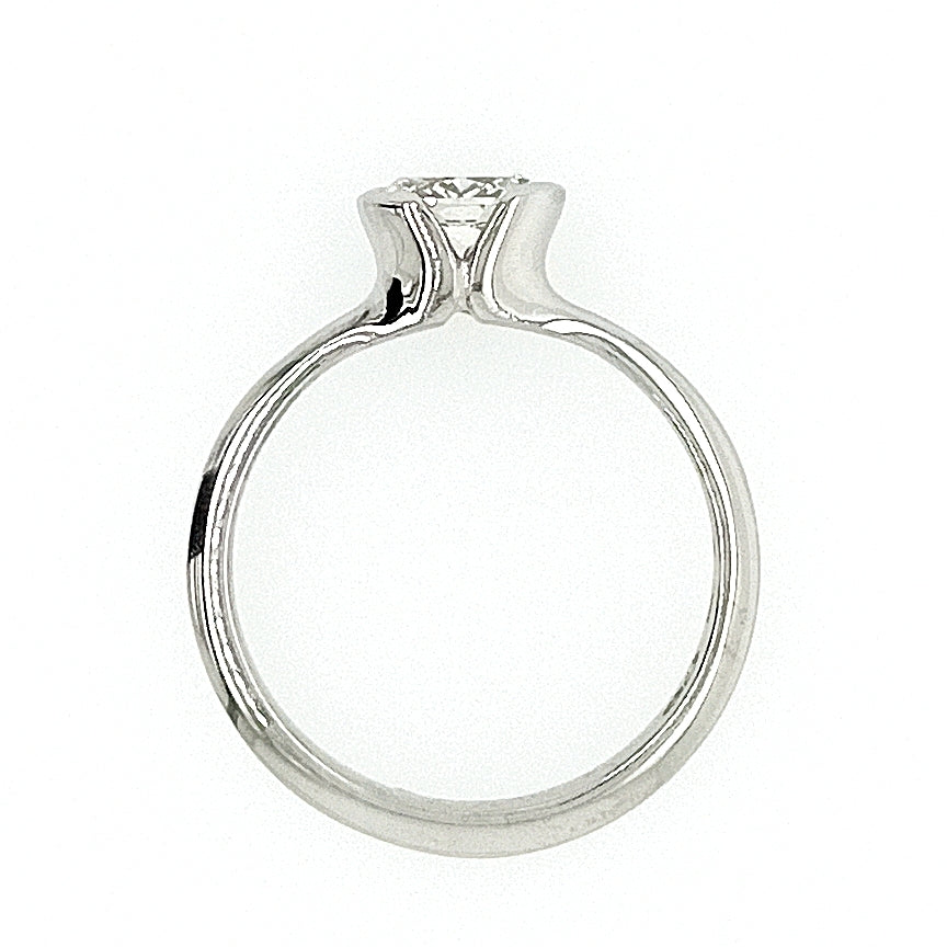 Platinum Demi-Cabochon Oval Cut Diamond Ring
