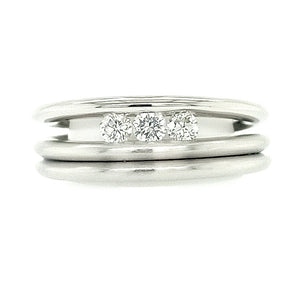 Platinum Satin and Polished Trilogy Diamond Ring