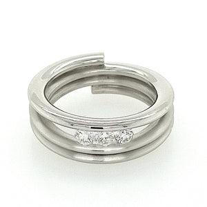 Platinum Satin and Polished Trilogy Diamond Ring
