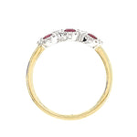 18ct Yellow & White Gold Ruby & Pave Diamond Trilogy Ring