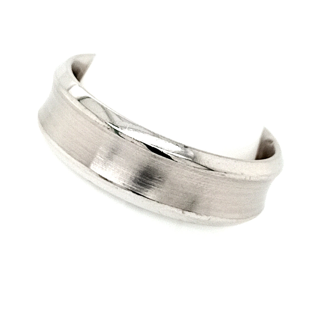 White Gold 7.0mm Concave Mens Wedding Ring