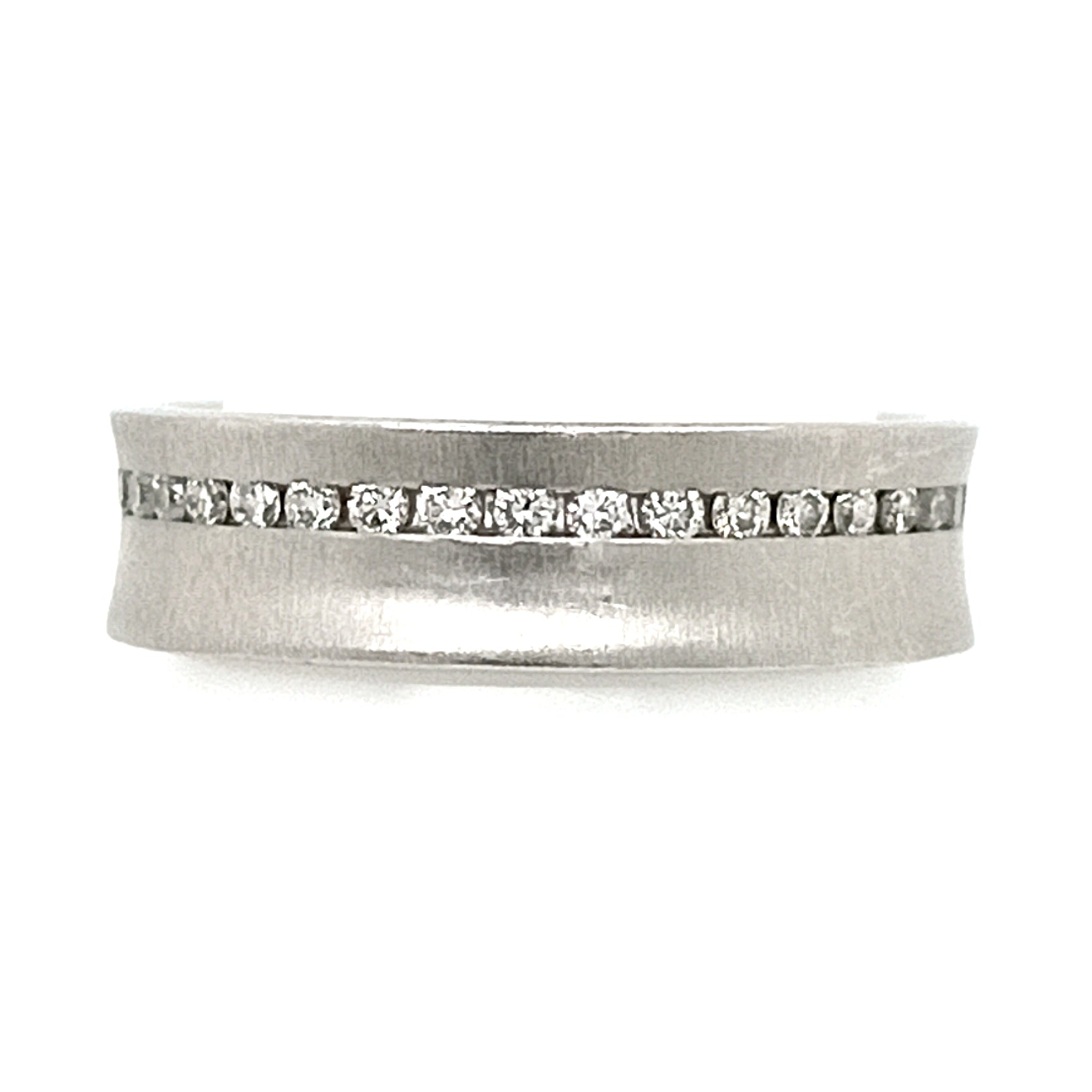 Platinum Concave Channel Diamond Set Ring