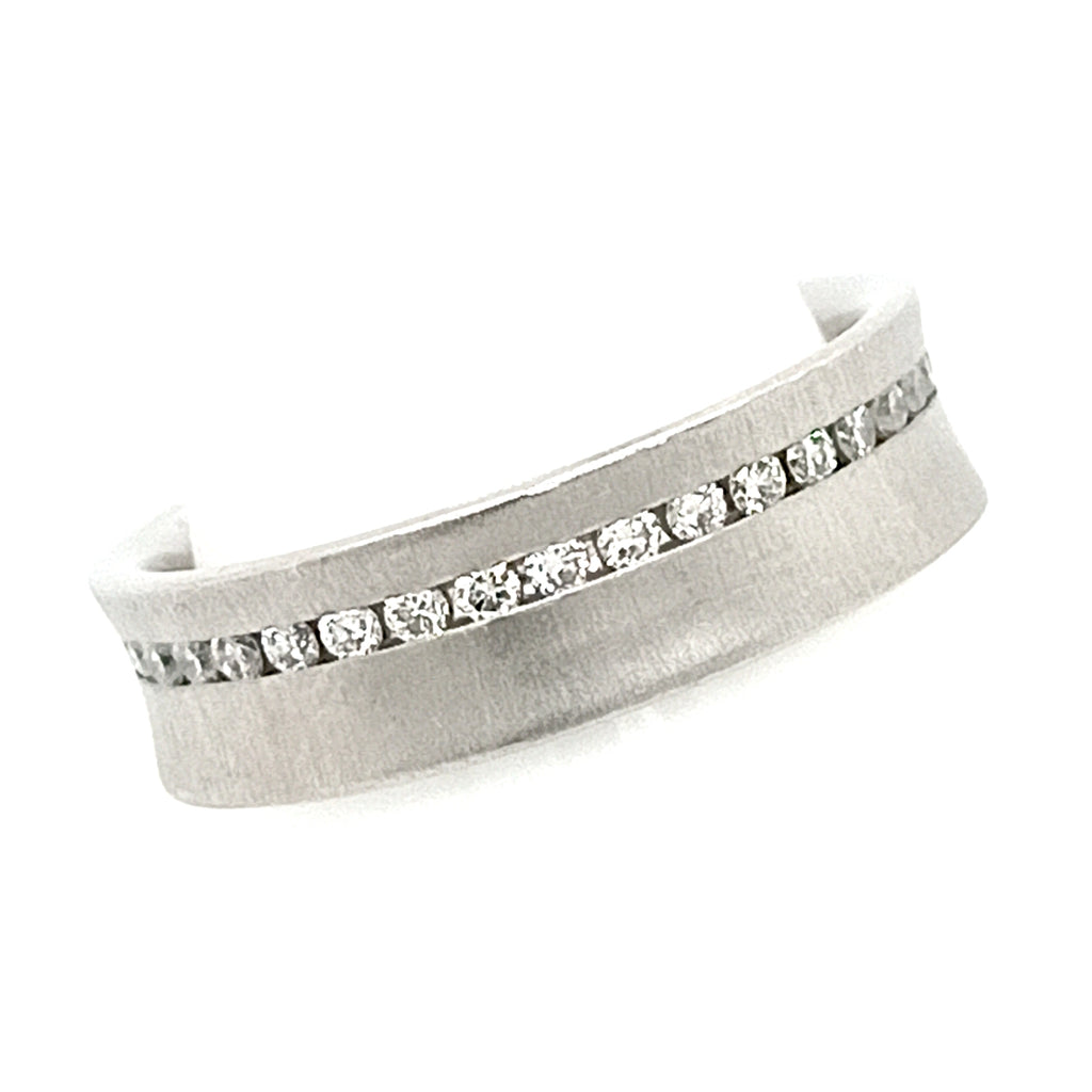 Platinum Concave Channel Diamond Set Ring