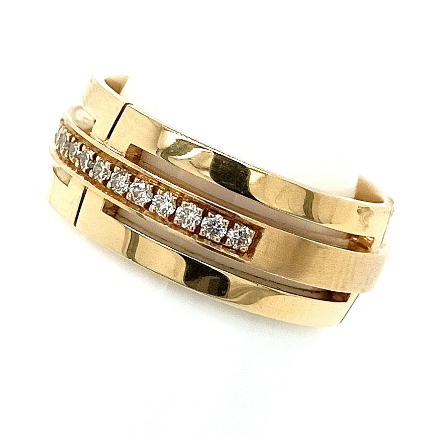 Yellow Gold Pave Diamond Wide Ring