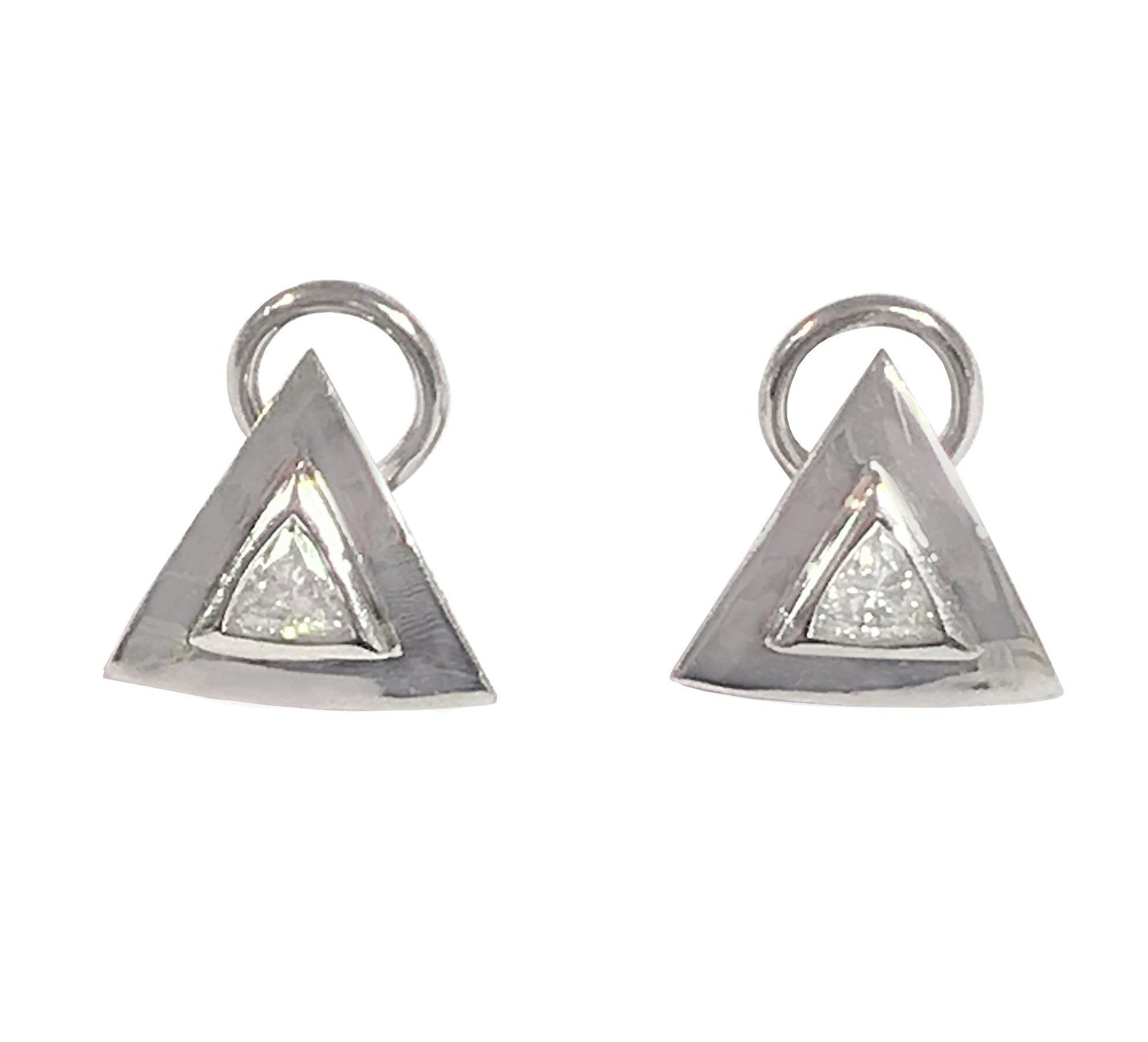 White Gold Triangle Diamond Earrings
