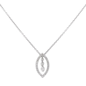 White Gold Marquise Shaped Diamond Pendant Necklace
