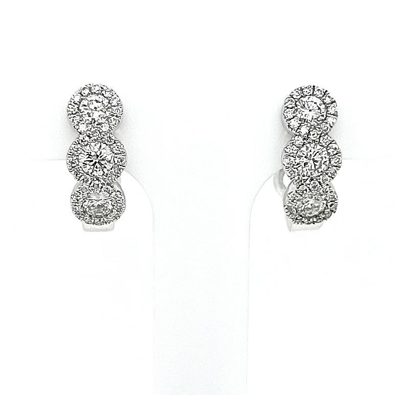 18ct White Gold Pave Diamond Hoop Earrings