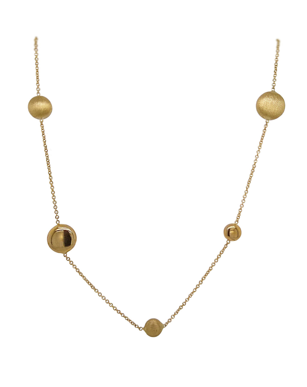 Yellow Gold Bead Chain Necklace