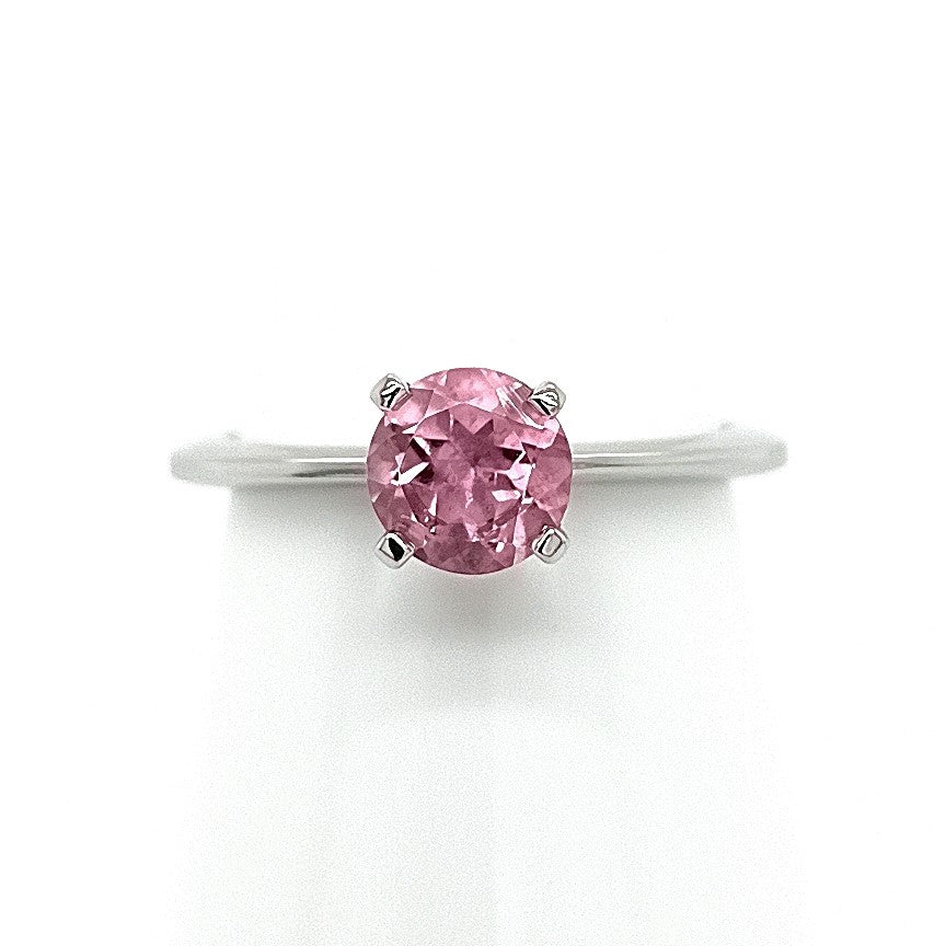 Platinum Four Claw Pink Tourmaline Ring