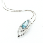 Silver Marquise Blue Topaz Pendant & Chain
