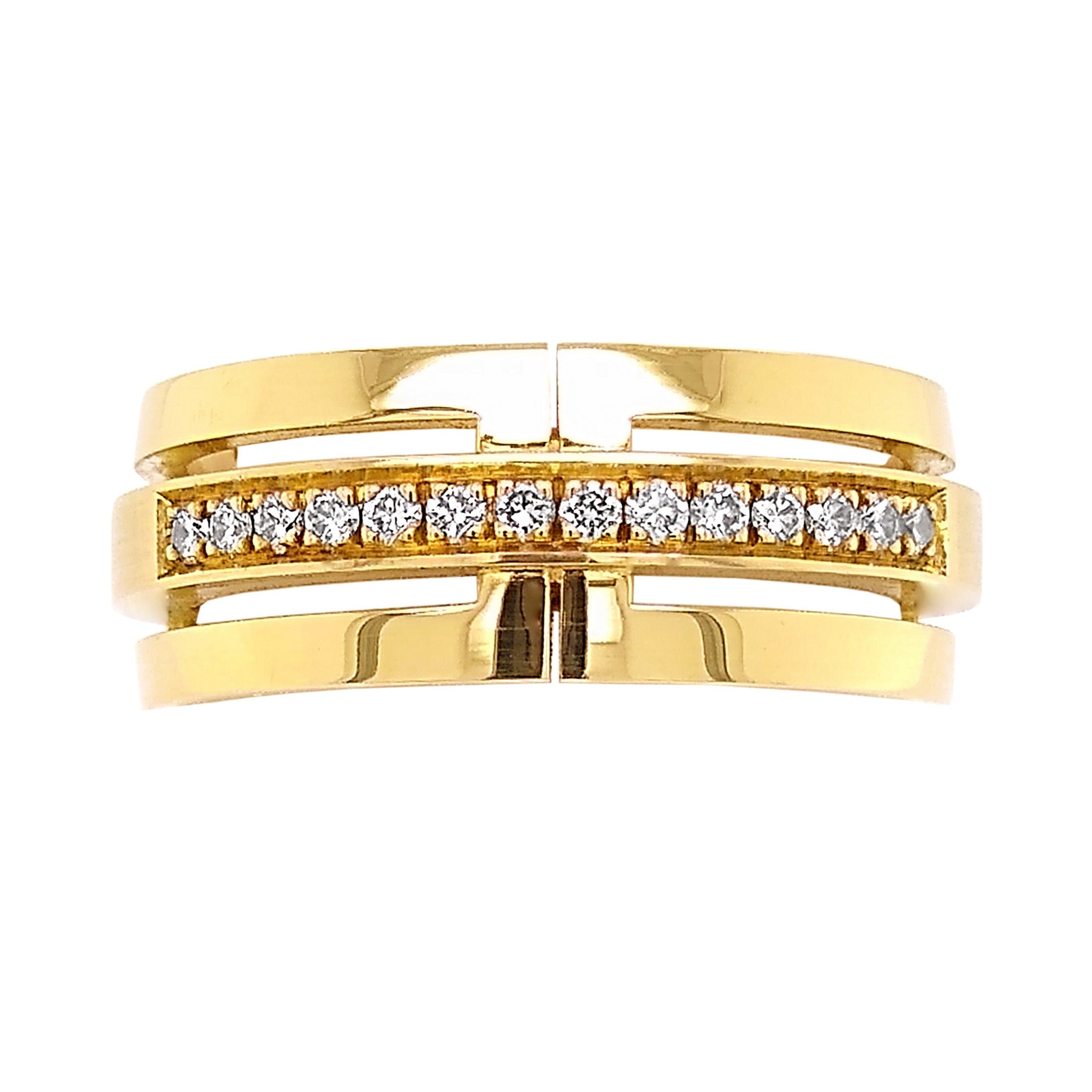 Yellow Gold Pave Diamond Wide Ring