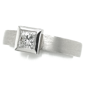 Platinum Princess Diamond Cabochon Set Ring