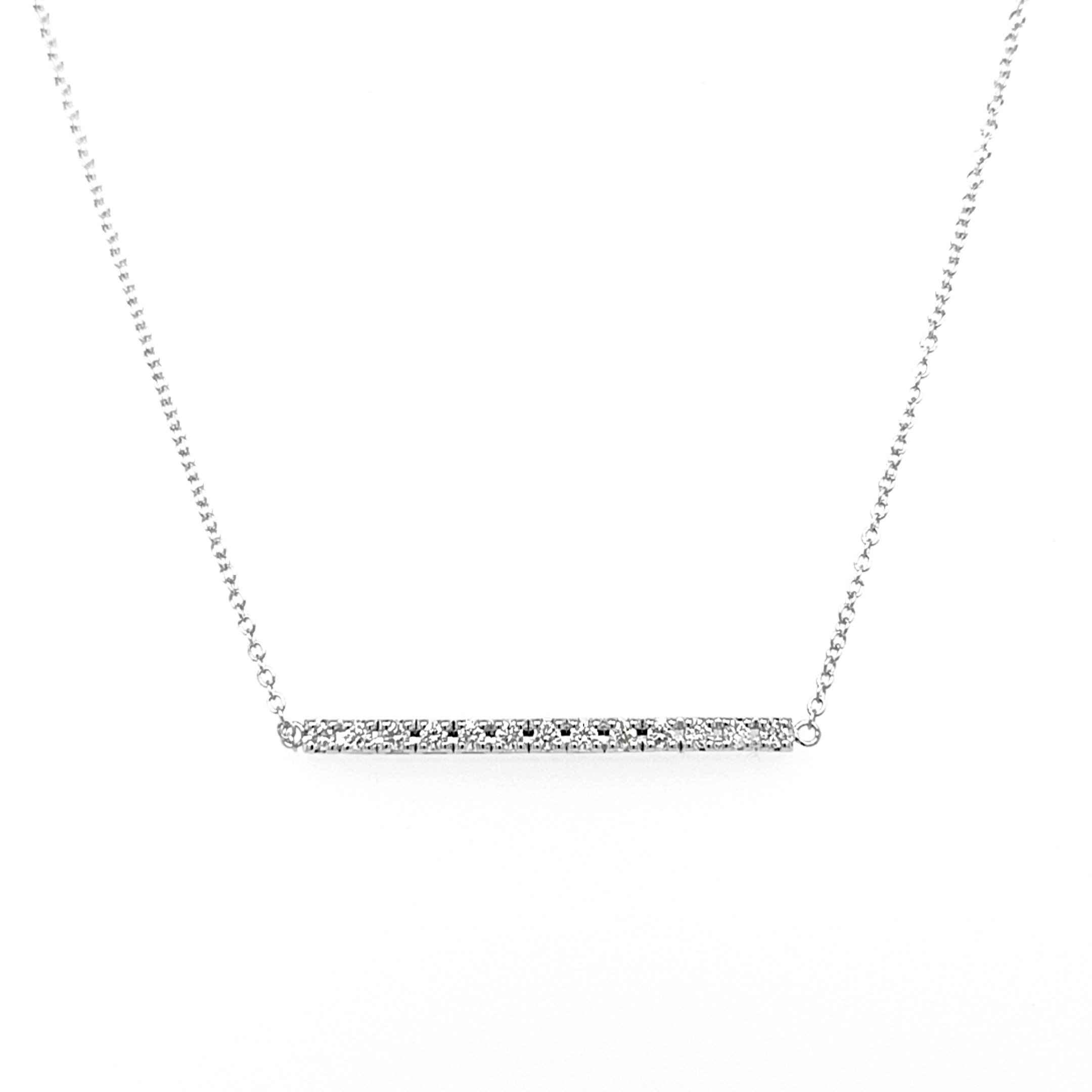 18ct White Gold Diamond-Set Bar Necklace