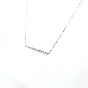 18ct White Gold Diamond-Set Bar Necklace