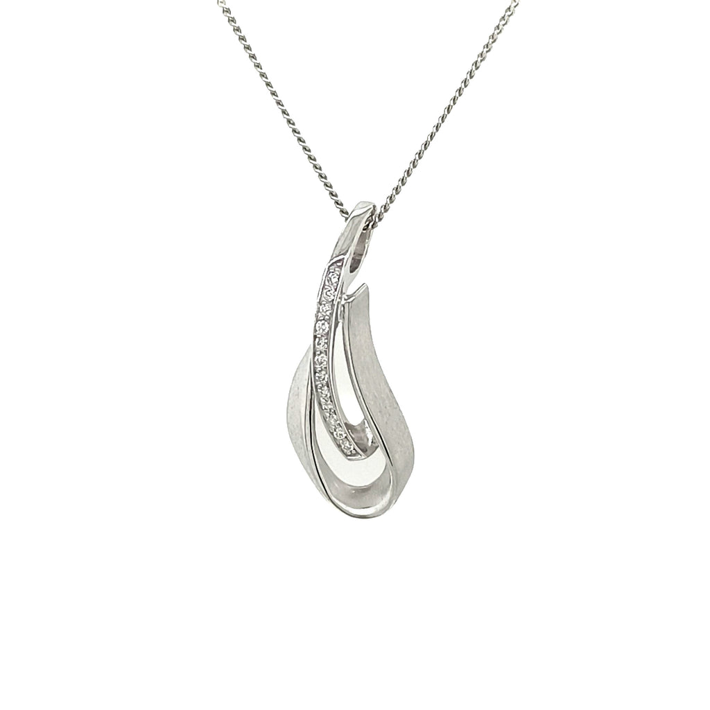White Gold Diamond Loop Pendant Necklace