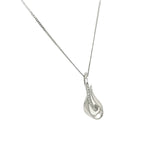 9ct White Gold Pave Diamond Wave Necklace