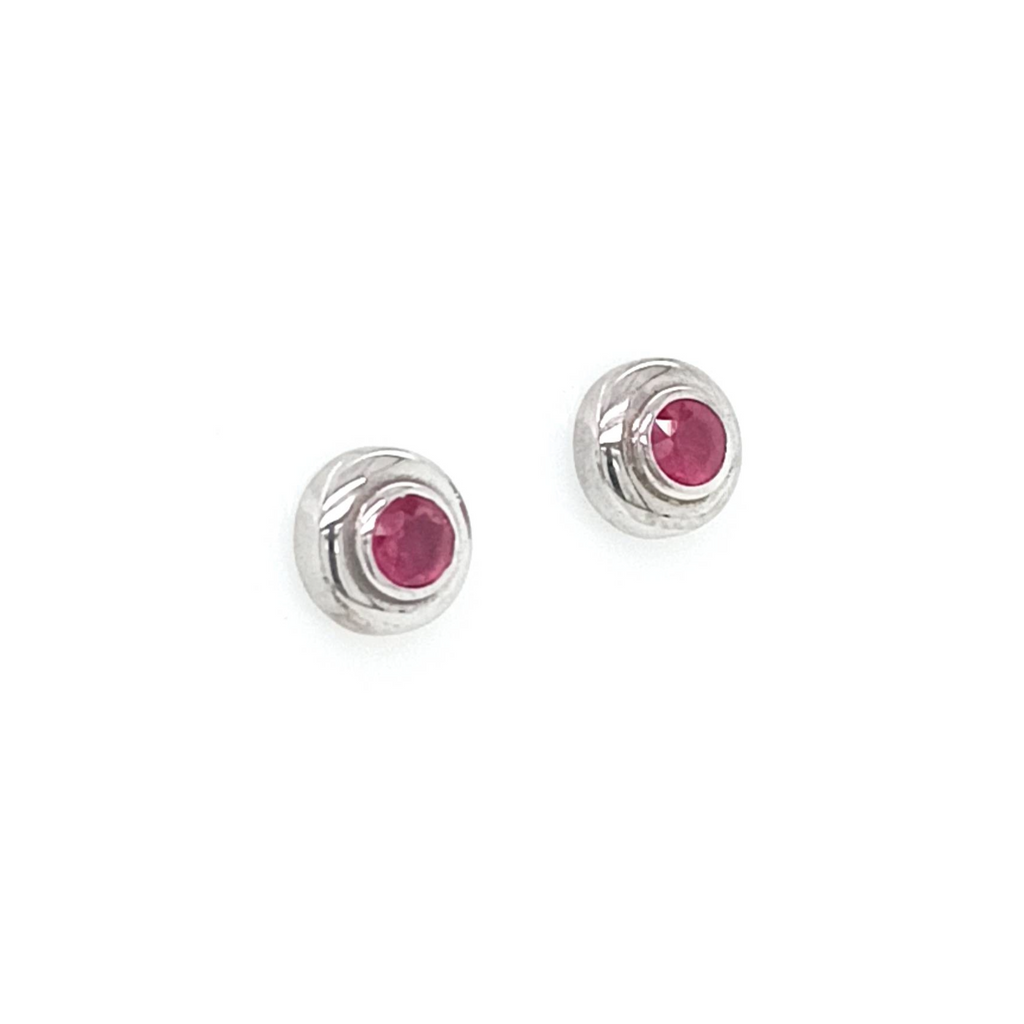 9ct White Gold Ruby Earrings