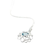Silver Blue Topaz Pear Pendant & Chain