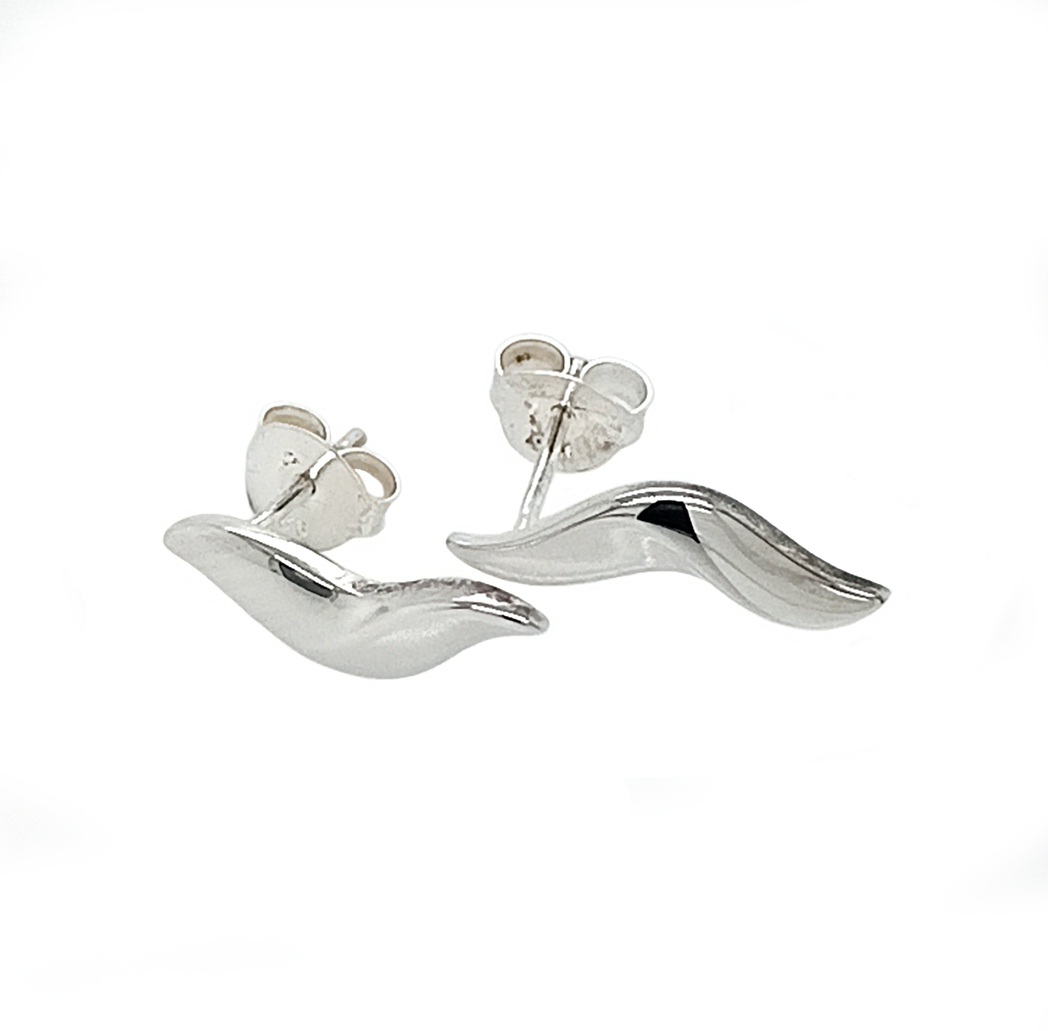Silver Wave Stud Earrings