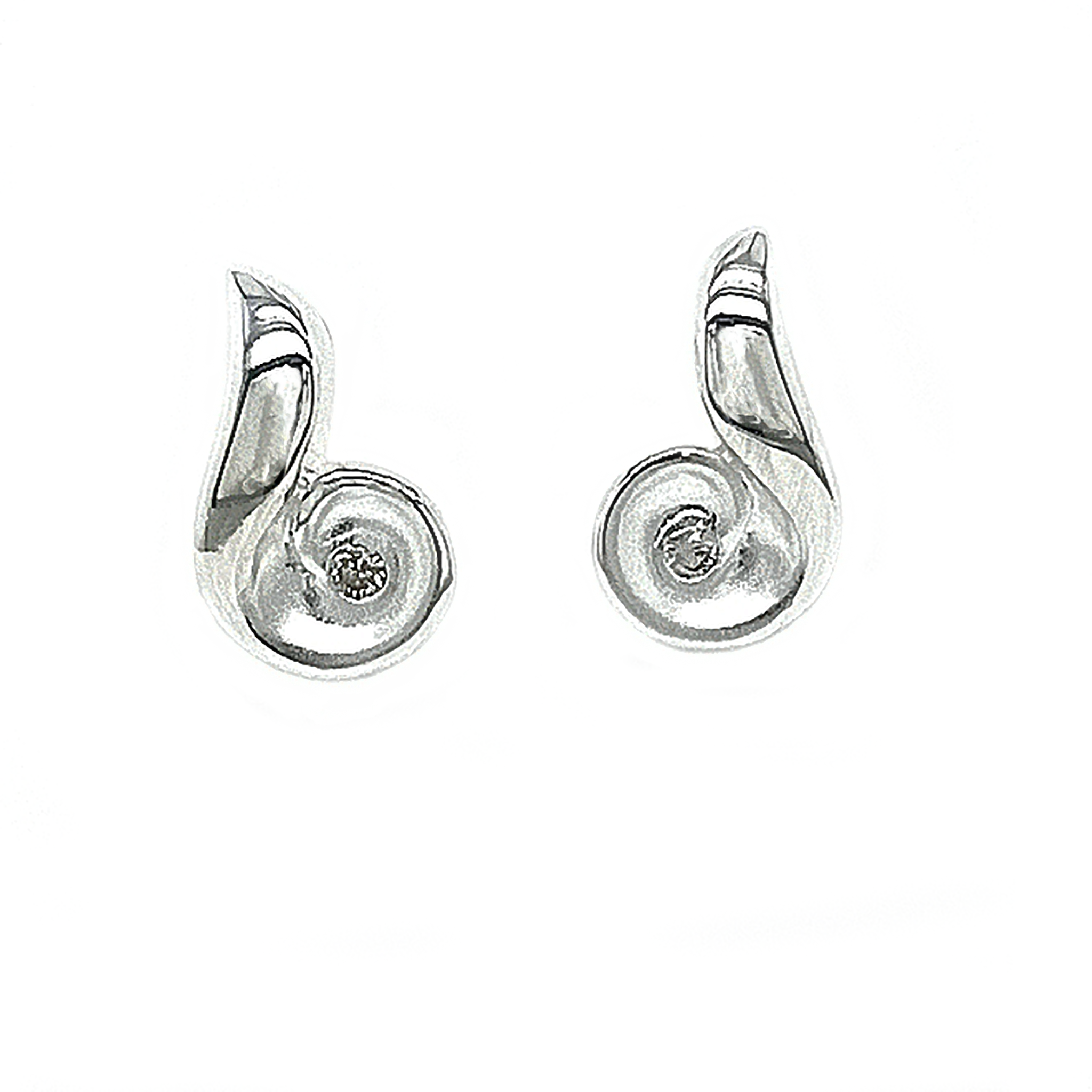 Silver Curl Diamond Stud Earrings