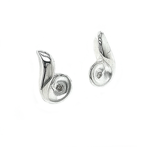 Silver Curl Diamond Stud Earrings