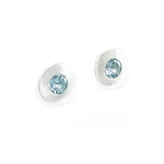 Silver Round Blue Topaz Stud Earrings