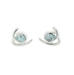 Silver Blue Topaz Doodle Stud Earrings