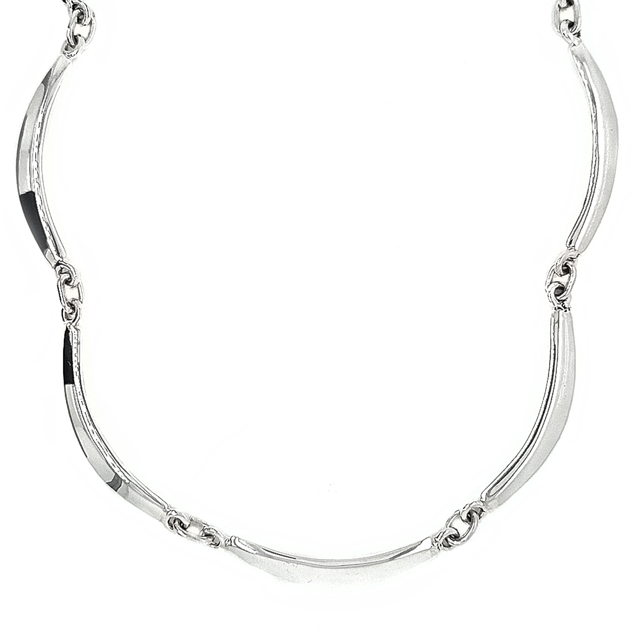 Silver Curve Link Necklace