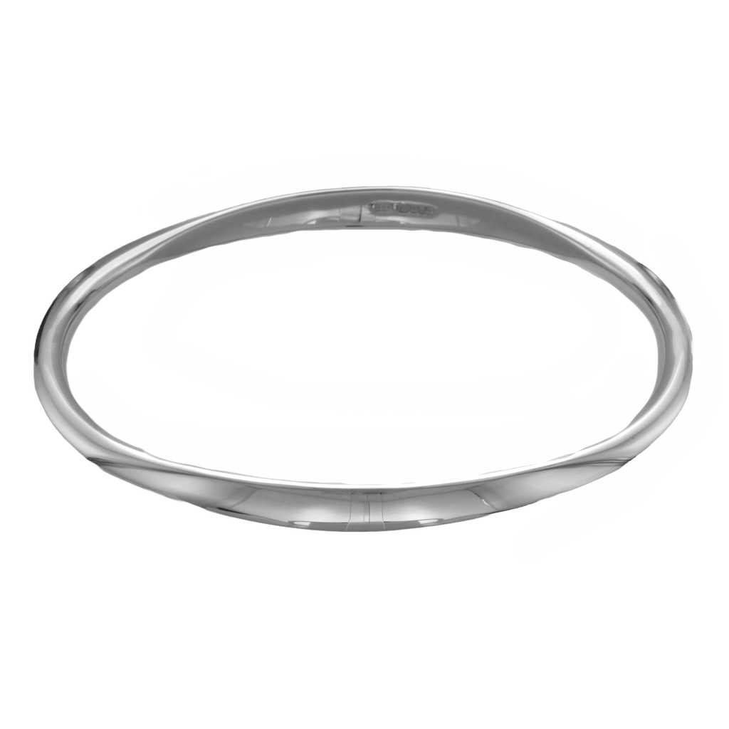 Silver Two Facets Oval Bangle
