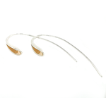 Silver Gold Plate Concave Pear Wire Earrings