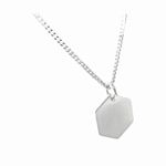 Men's Silver Satin Hexagon ID Pendant & Chain