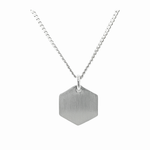 Men's Silver Satin Hexagon ID Pendant & Chain