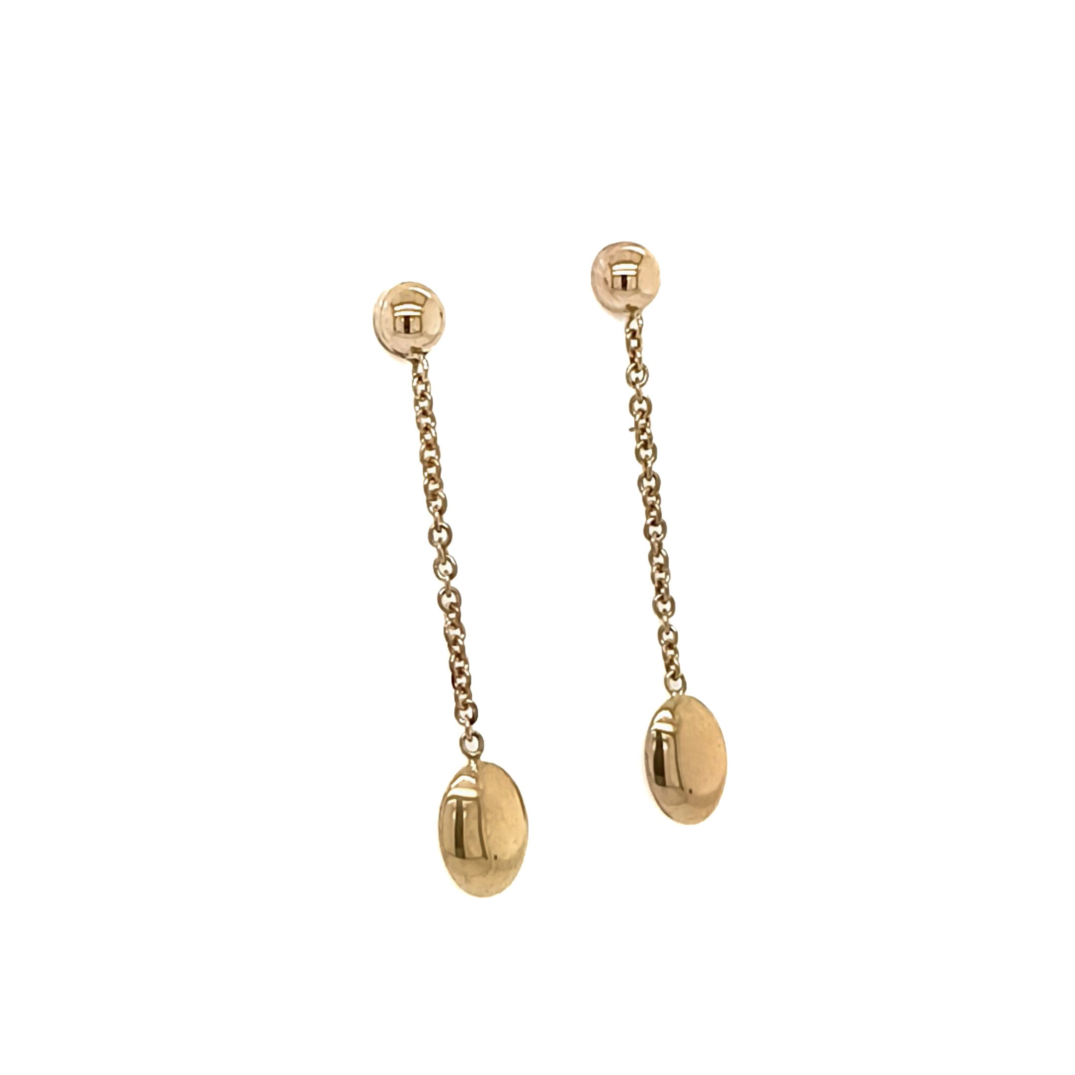 9ct Yellow Gold Oval Chain Drop Earrings