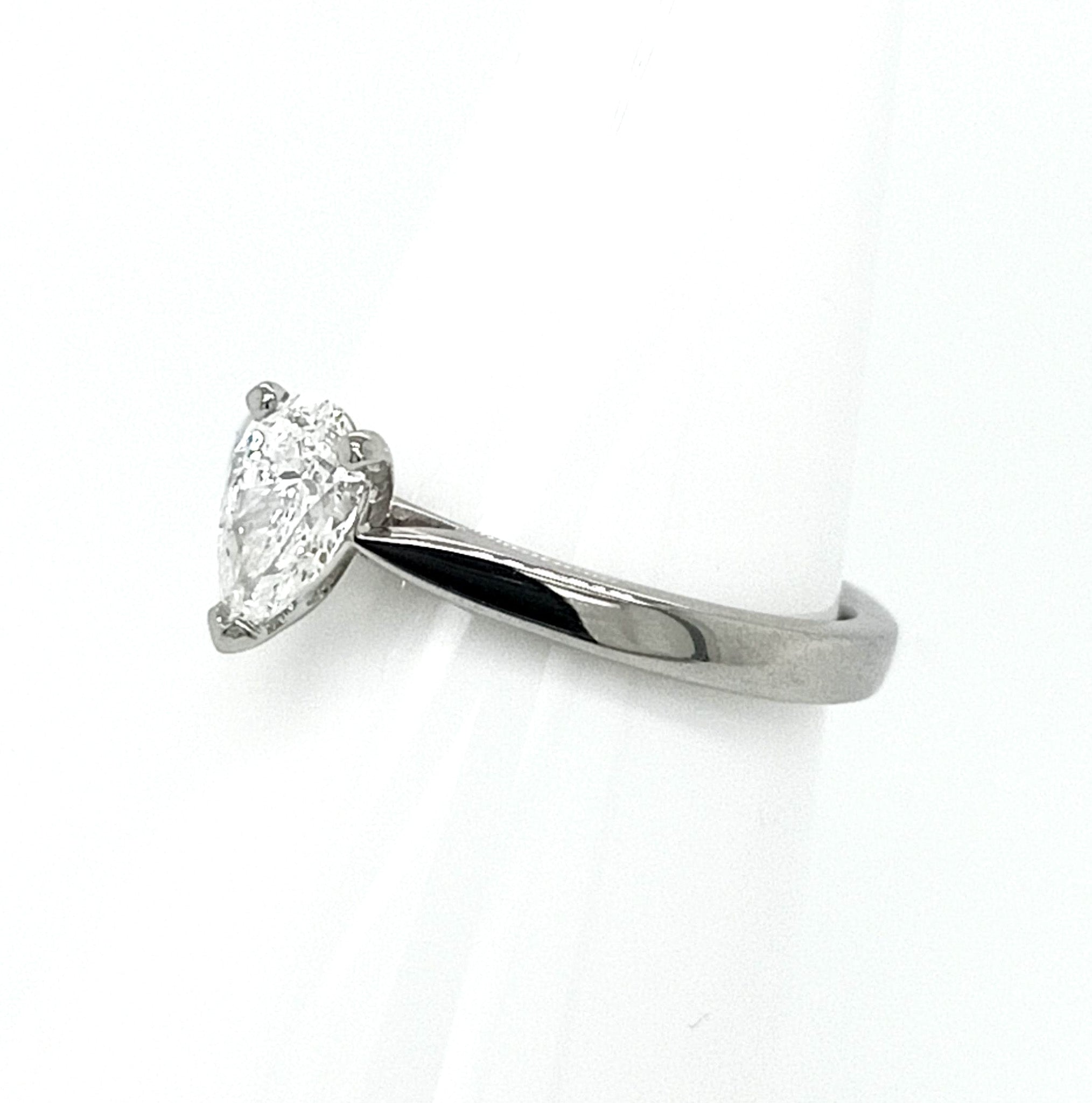 Platinum Pear Cut Solitaire Diamond Ring