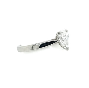 Platinum Pear Cut Solitaire Diamond Ring