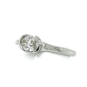 Platinum Demi-Cabochon Oval Cut Diamond Ring