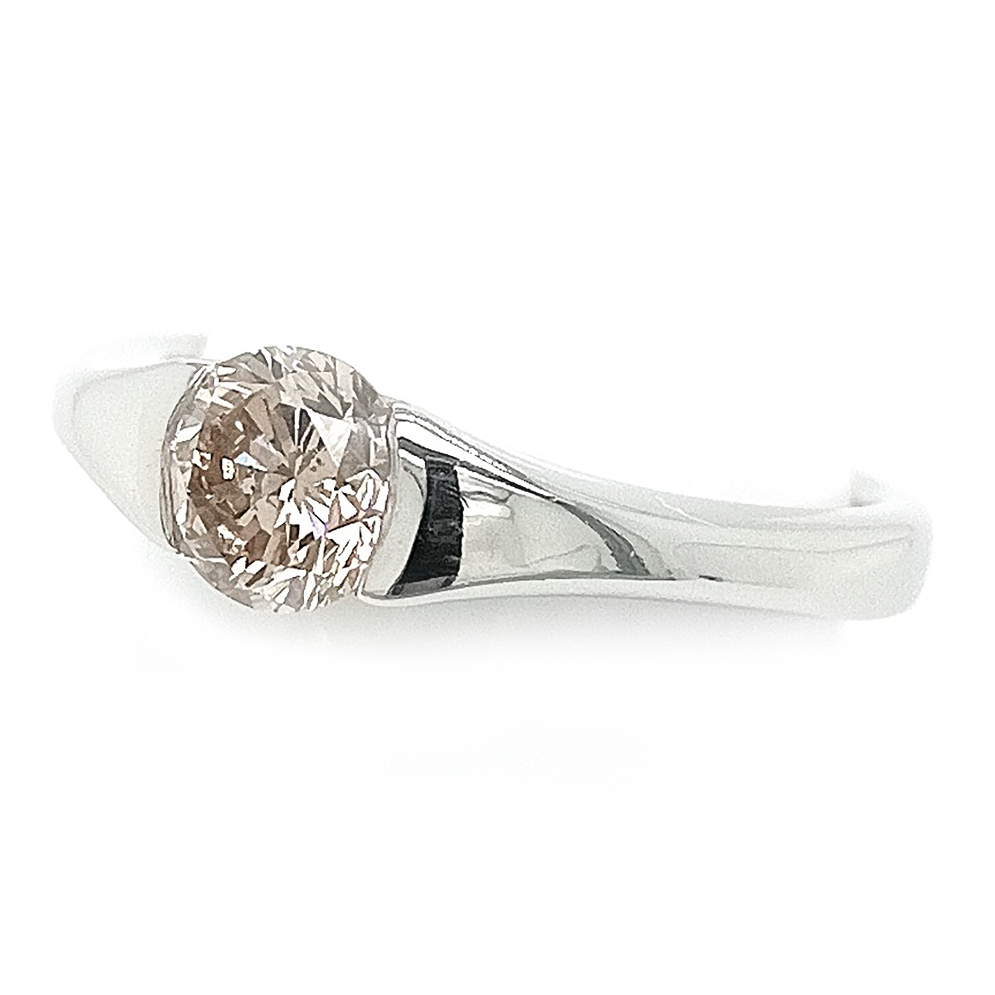Platinum Suspension-set Natural Champagne Brilliant-cut Diamond Ring