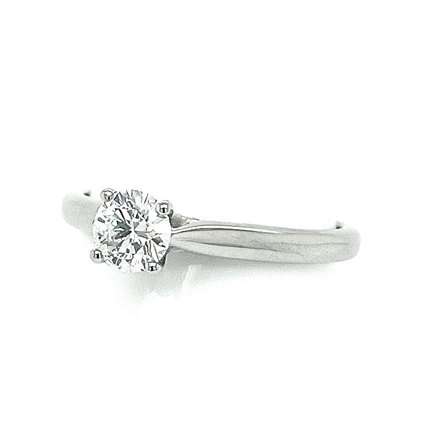 Platinum pavé detail 4 x claw Brilliant-cut Diamond Ring