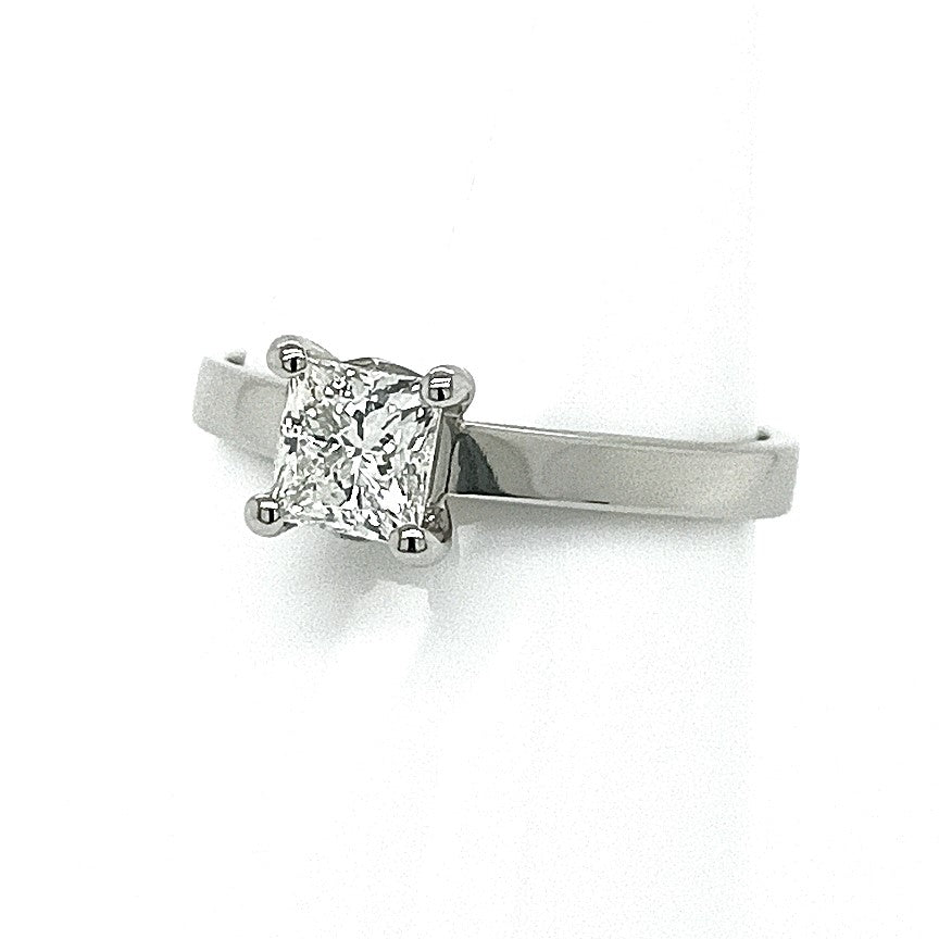Platinum Princess Diamond 4 Claw Ring