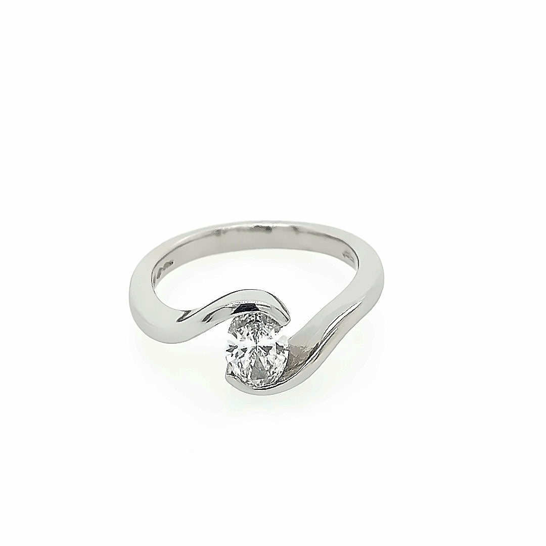 Platinum Wrap-around Oval-cut Diamond Ring