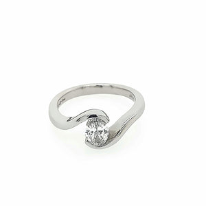 Platinum Wrap-around Oval-cut Diamond Ring