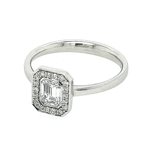 Platinum Emerald-cut Diamond DECO-AURA Ring