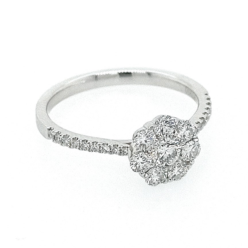 Platinum Diamond Flower Ring