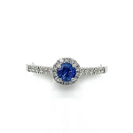 Platinum Sapphire & Pave-set Diamond Ring