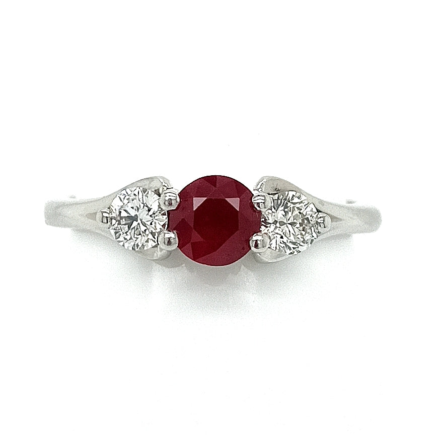 Victorian Style Ruby and Diamond Cluster Platinum Ring 1.45ct + 3.02ct |  Philip Lloyd Jewellers