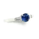 Platinum Sapphire & Tapered Diamond Trilogy Ring